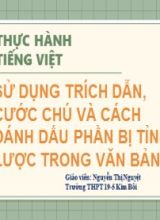 Bài giảng Ngữ văn Lớp 10 (Sách Kết nối tri thức) - Bài 4 Thực hành Tiếng Việt - Sử dụng trích dẫn, cước chú và cách đánh dấu phần bị tỉnh lược trong văn bản - Năm học 2022-2023 - Nguyễn Thị Nguyệt